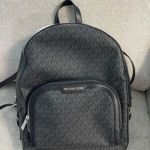 Michael Kors Black/Charcoal Logo-Print Backpack